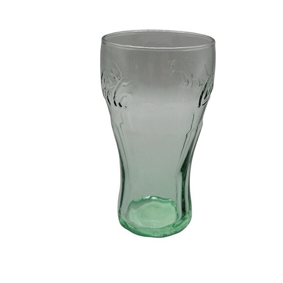 Coca Cola Vintage Green Drinking Glass Small 8 oz Coke Advertising Glassware 4.5 - Picture 3 of 5